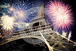 Eiffel tower & x28;Paris, France& x29; with fireworks