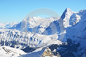 Eiger, Moench and Jungfrau, Swiss mountain peaks