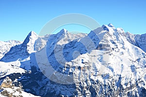 Eiger, Moench and Jungfrau, Swiss mountain peaks