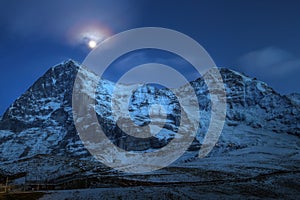 Eiger and Moench at night, Switzerland