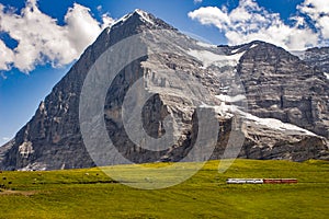 Eiger north face with train