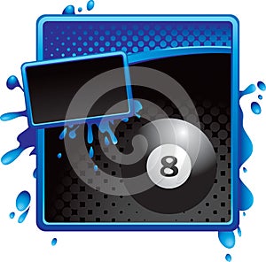 Eight ball on blue and black halftone banner
