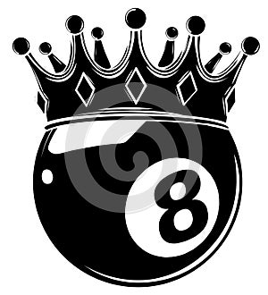 Eight Ball Pool Crown vector illustration design black silhouette