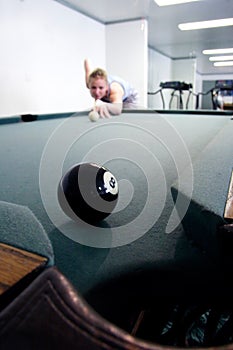 Eight ball to corner pocket