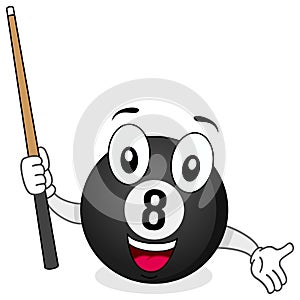 Eight Billiard Ball Character with Cue