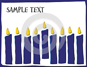 Eight Candles in Hannakuh Colors with Room for Text