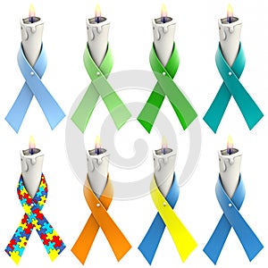 Eight candles with ribbon two