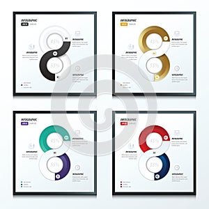 Eight circle infographic 2 color set 4 styles