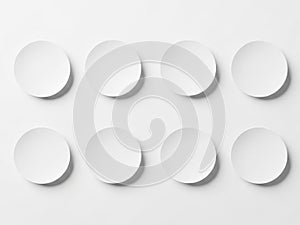 Eight circular objects isolated on white background