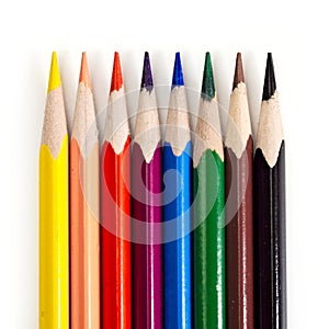 Eight color pencils macro