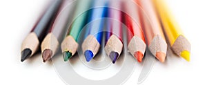 Eight color pencils macro