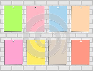 Eight colorful paper for office notes, memos, ads.