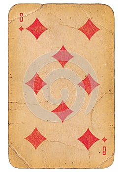 Eight of Diamonds old grunge soviet style playing card