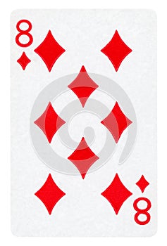 Eight of Diamonds playing card - isolated on white