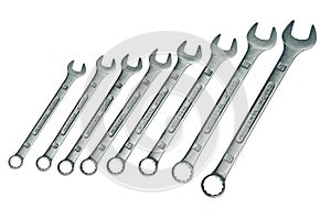 Eight different sizes chrome vanadium wrenches