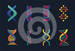 Osem molekuly štruktúry sada ikony 