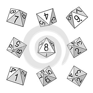 Eight faces dice set
