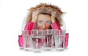 Eight glasses of water photo