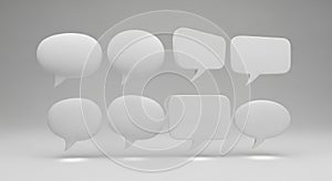 Eight gray speech bubbles isolated on white background