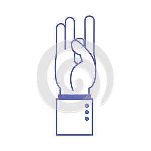 Eight hand sign language line and fill style icon vector design