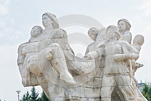 Eight Heroines Statues at Jiangbin Park. a famous historic site in Mudanjiang, Heilongjiang, China.