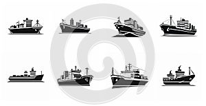 Eight icons of cargo ships
