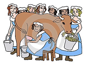 Eight Maids a Milking ready to sing the 12 days of Christmas photo