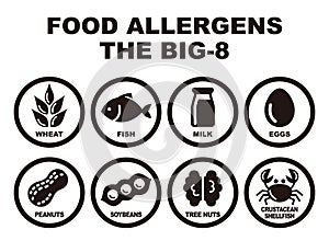 Eight major food allergens