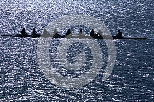 Eight man rowing shell photo