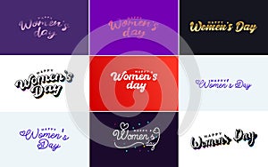 Eight March typographic design set with a Happy Women\'s Day theme