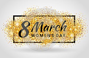 Eight march womens day Gold glitter