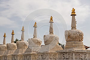 Eight Merits stupas in Da Zhao or Wuliang Temple, Hohhot, Inner Mongolia, China