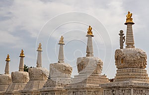 Eight Merits stupas in Da Zhao or Wuliang Temple, Hohhot, Inner Mongolia, China