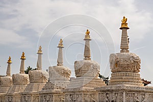 Eight Merits stupas in Da Zhao or Wuliang Temple, Hohhot, Inner Mongolia, China