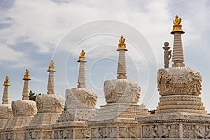 Eight Merits stupas in Da Zhao or Wuliang Temple, Hohhot, Inner Mongolia, China