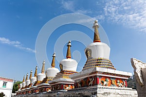 Eight merits stupas in kumbum monastery photo