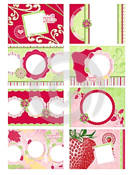 Eight Mini Photo album pages with strawberry theme photo