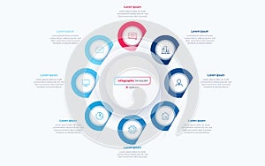 Eight option circle infographic design template. Vector illustration