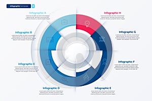 Eight option cycle infographic chart. Vector illustration