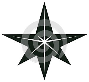Eight Pointed Star Design Element Compass Rose Vector Illustration Isolated