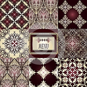 eight seamless patterns and frame