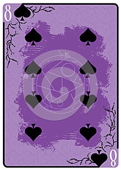 Eight of Spades playing card. Unique hand drawn pocker card. One of 52 cards in french card deck, English or Anglo-American photo