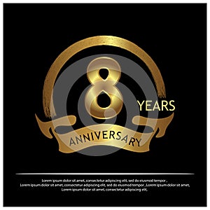 Eight years anniversary golden. anniversary template design for web, game ,Creative poster, booklet, leaflet, flyer, magazine, inv