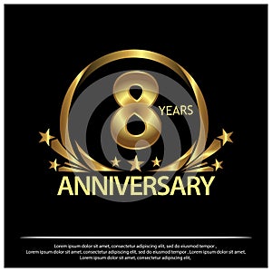 Eight years anniversary golden. anniversary template design for web, game ,Creative poster, booklet, leaflet, flyer, magazine, inv