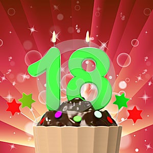 Eighteen Candle On Cupcake Means Eighteenth