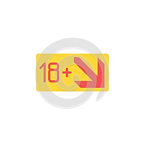 Eighteen plus age limit sign vector icon isoalted on white background