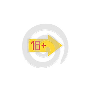 Eighteen plus age limit sign vector icon isoalted on white background