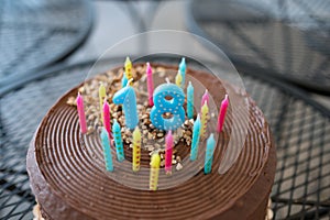 Eighteenth birthday with chocolate cake