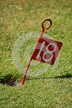 Eighteenth hole flag