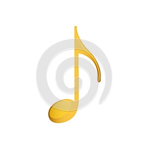 eighth note in golden with background white